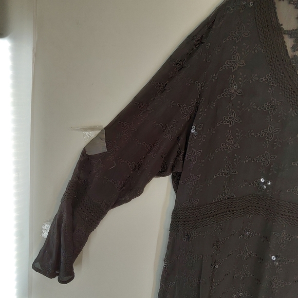 ULLA POPKEN EMBROIDERED SEQUINED SEMI SHEER BLOUSE 16/18 - Picture 6 of 9